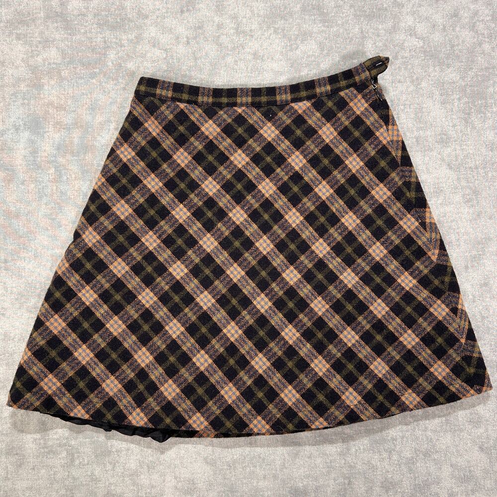 Vintage 90s Abercrombie & Fitch Wool Plaid Skirt Y2K Womens size 4 Lined